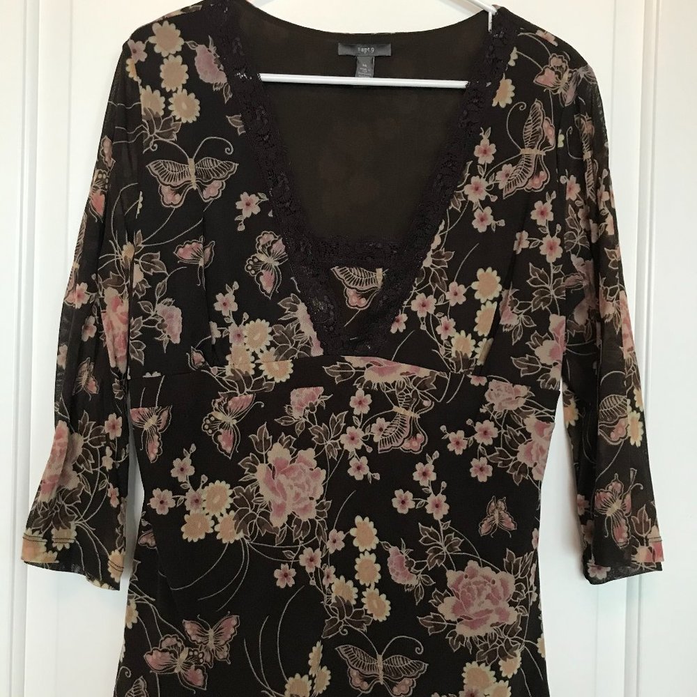 Women's Floral Butterfly Lace Bohemian Top XL